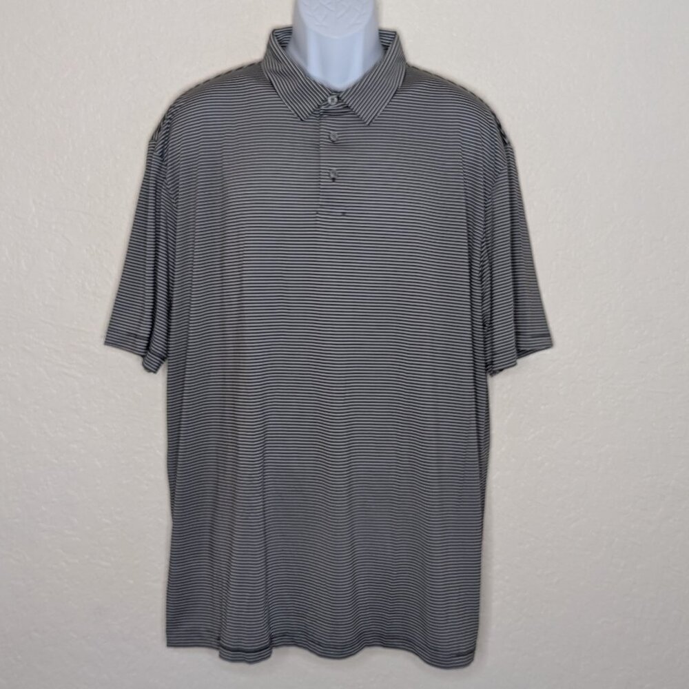 PGA Tour* Men's Short Sleeve Straight Hem Stripe Pullover Golf Polo Shirt~ XXL